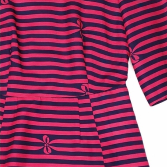 Draper James pink and navy stripe gold button dress. - Picture 5 of 5